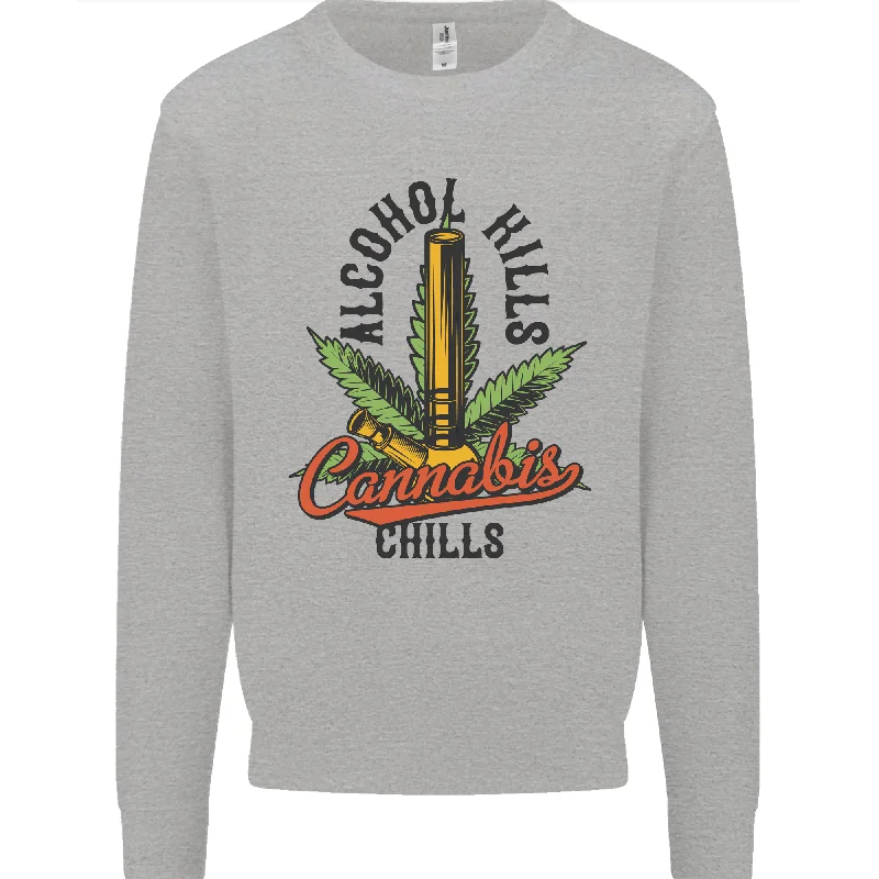 Alcohol Kills Cannabis Chills Weed Mens Sweatshirt Jumper.Hoodie with Earth Tones Natural Calm Hoodie with Earth Tones Natural Calm