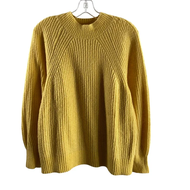 LOFT Size MEDIUM Yellow Long Sleeve Mock Turtleneck Nylon Blend SWEATER Sweater Knitwear Pullover