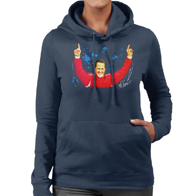 Sidney Maurer Original Portrait Of Michael Schumacher Ferrari Women's Hooded Sweatshirt.Hoodie with Bell Sleeves Flared Feminine Hoodie with Bell Sleeves Flared Feminine