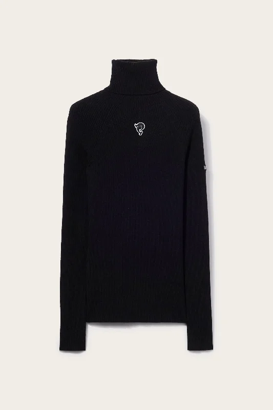 Logo-Appliqué Roll-Neck Sweater Velvet Chenille Corduroy