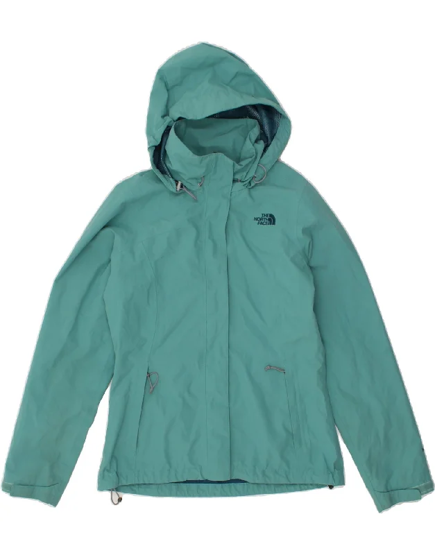 THE NORTH FACE Womens Hooded Rain Jacket UK 10 Small Turquoise Quilted Jacket Puffer Jacket Insulated Jacket