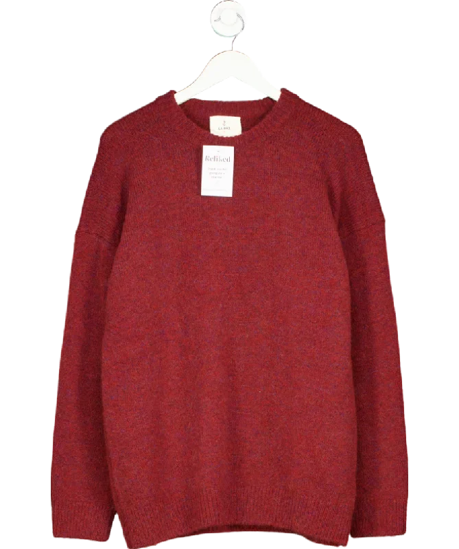 La Paz Red Wool Alpaca Blend Crew Neck Jumper UK M Velvet Chenille Corduroy