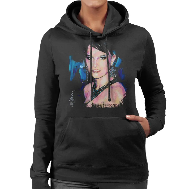 Sidney Maurer Original Portrait Of Natalie Portman Women's Hooded Sweatshirt.Hoodie with Sequins Glamorous Eye-catching Hoodie with Sequins Glamorous Eye-catching