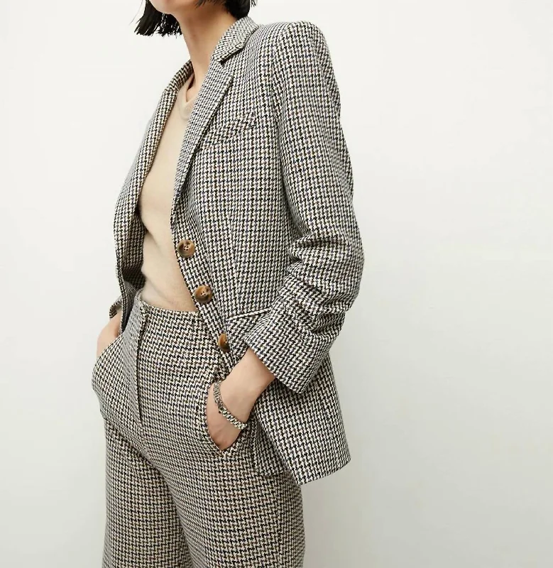 Berkshire Houndstooth Dickey Jacket In Multi V-Neck Jacket Boat Neck Jacket Square Neck Jacket