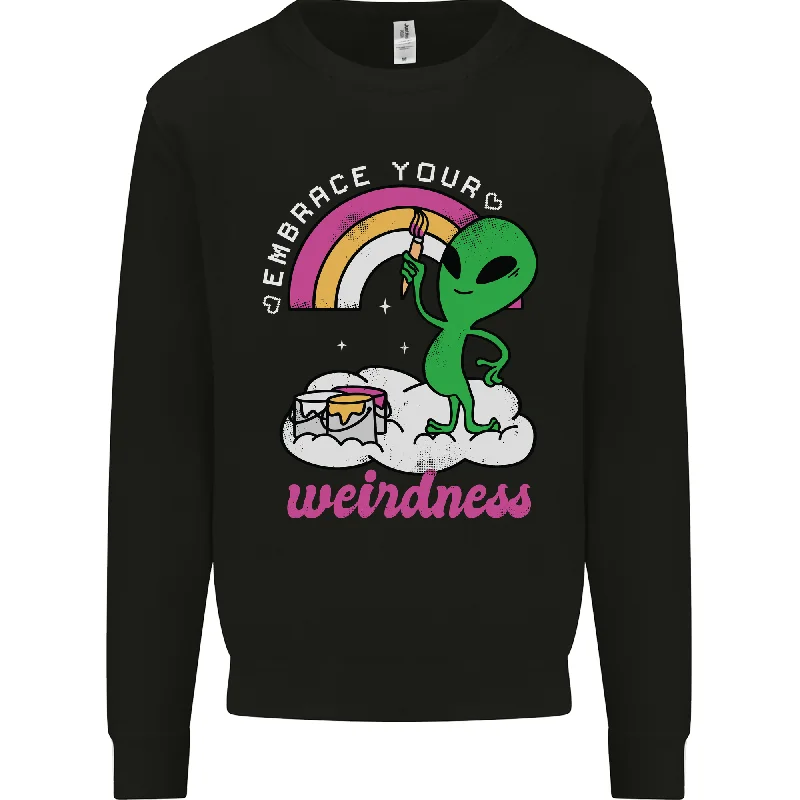 Alien Embrace Your Weirdness Funny LGBT Mens Sweatshirt Jumper.Hoodie with Hem Contrast Bold Stylish Hoodie with Hem Contrast Bold Stylish