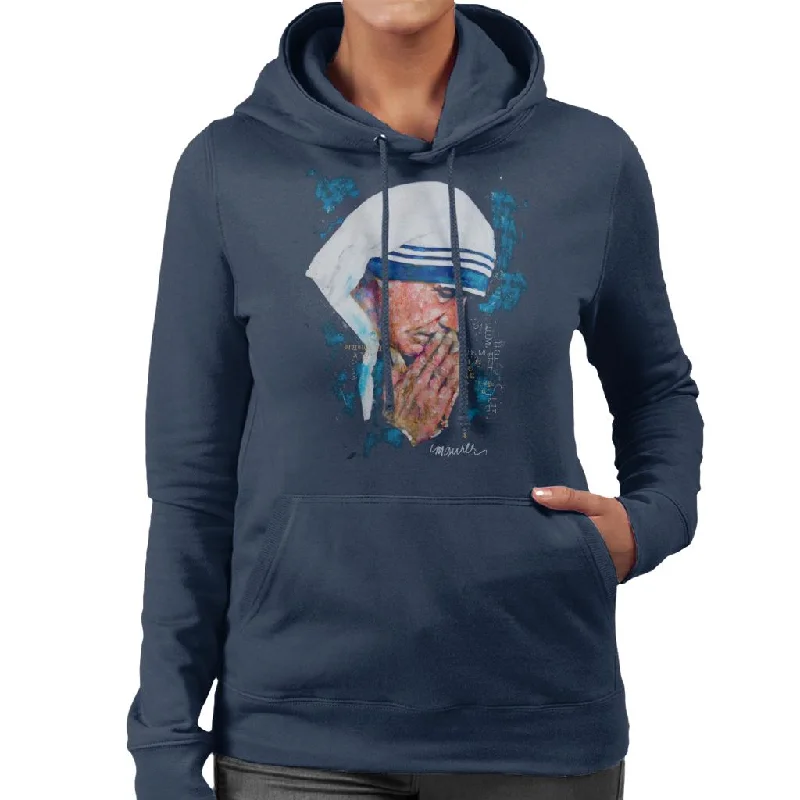 Sidney Maurer Original Portrait Of Mother Teresa Women's Hooded Sweatshirt.Hoodie with Print Artistic Unique Hoodie with Print Artistic Unique