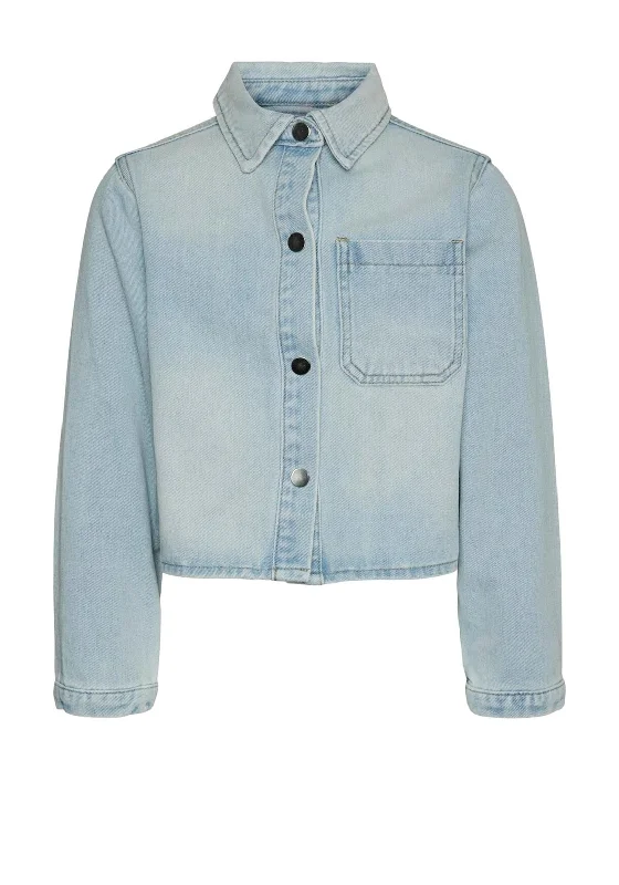 Vero Moda Girl May Long Sleeve Loose Denim Jacket, Blue Denim Jacket Leather Jacket Suede Jacket