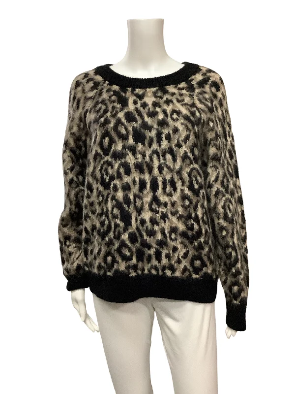 TopShop Women's Sweater Animal Print Fuzzy Crew Neck W/Tags Size: 10 Soft Cozy Warm