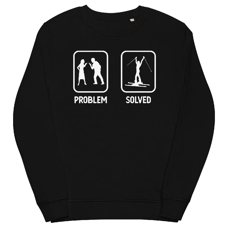 Problem Solved - Frau Skifahren - Unisex Premium Organic Sweatshirt.Hoodie with Elastic Waist Stretchable Comfortable Hoodie with Elastic Waist Stretchable Comfortable