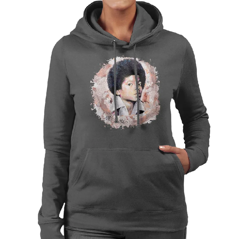 Sidney Maurer Original Portrait Of Michael Jackson Young Women's Hooded Sweatshirt.Hoodie with Zipper Versatile Modern Hoodie with Zipper Versatile Modern