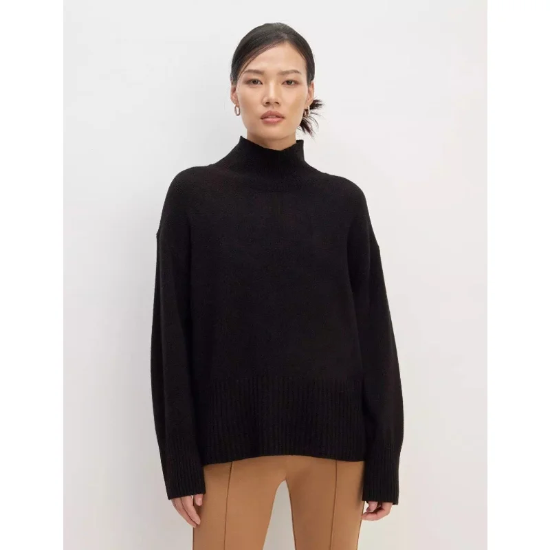 EVERLANE Women's The Cashmere Oversized Turtleneck Sweater Small Core Black NWT Machine Wash Dry Clean Hand Wash