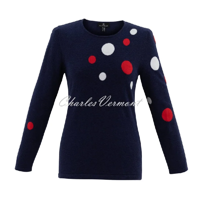 Marble Spot Sweater - Style 7464-103 (Navy / Red / White) Wool Sweater Cotton Sweater Cashmere Sweater