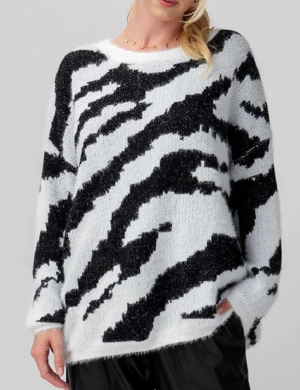 Extra soft Zebra brushed sweater Stretchy Elastic Breathable