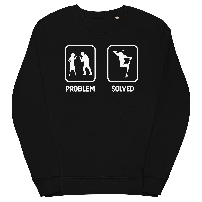 Problem Solved - Mann Skifahren - Unisex Premium Organic Sweatshirt.Hoodie with Turtle Neck Cozy Winter Hoodie with Turtle Neck Cozy Winter