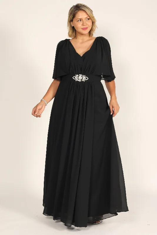 Dylan & Davids Long Formal Black Evening Dress Peplum Ruffle Cocktail