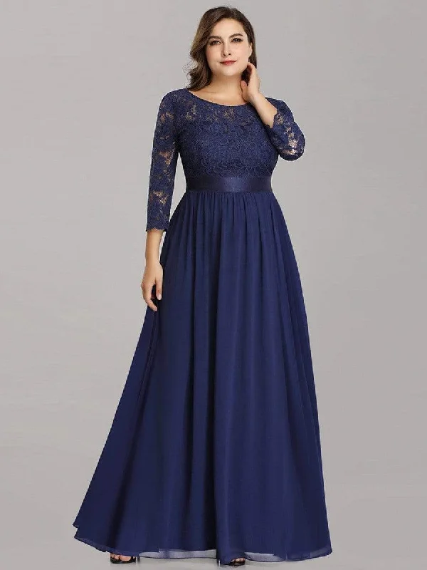 Simple Plus Size Lace Evening Dress with Half Sleeves Tunics Trendy modern