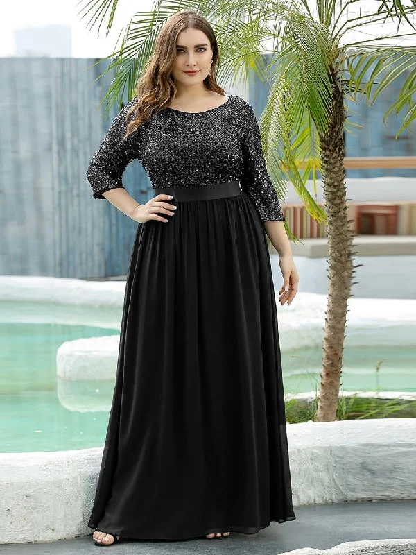 Plus Size Women's Long Chiffon & Sequin Evening Dresses for Mother of the Bride Tunics Review highly