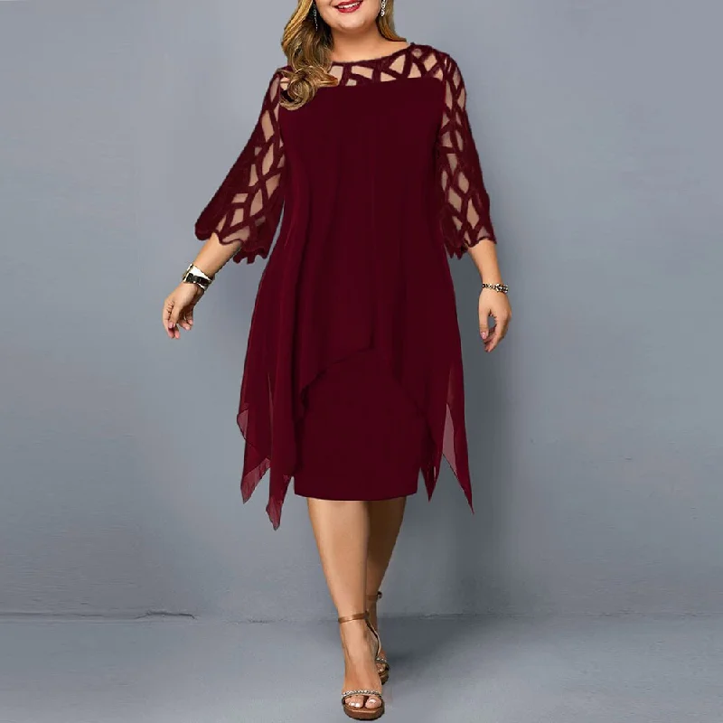 Women's Summer Dress 2022 Plus Size Party Dress Ladies Elegant Mesh Sleeve Casual Dress Wedding Club Outfits Women Clothing 6XL Tunics Essential wardrobe