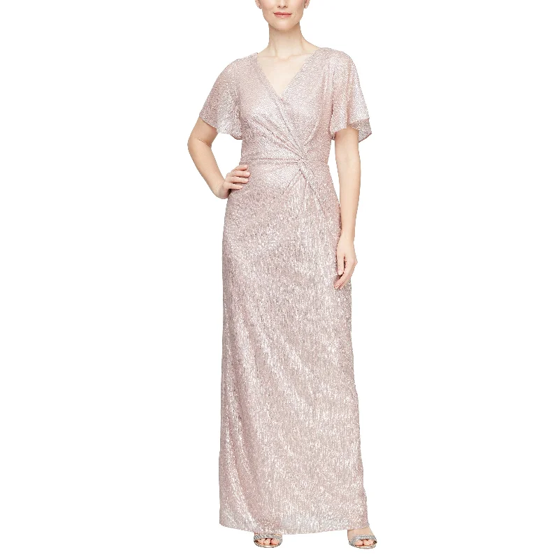 Alex Evenings 8127706 Long Formal Metallic Evening Dress Tunics Travel practical