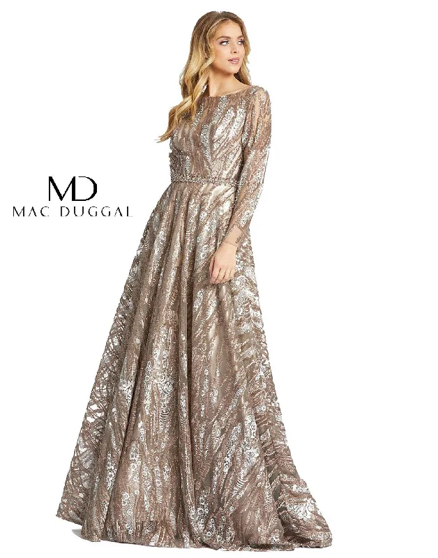 Mac Duggal Long Sleeve Beaded Formal Evening Dress Tunics Trousers formal