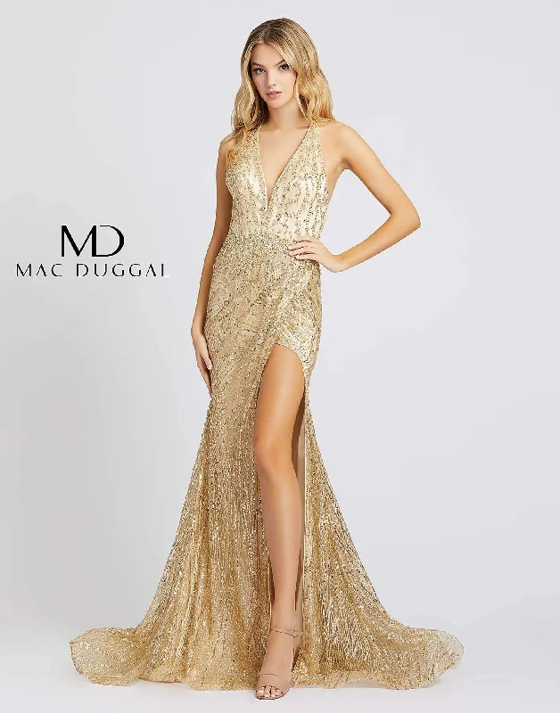 Mac Duggal Prom Long Formal Mermaid Evening Dress Cowl Neckline Elegant