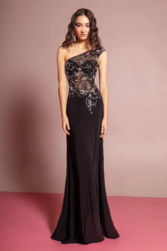 Prom Long Beaded One Shoulder Formal Evening Dress Tunics Fall fleece