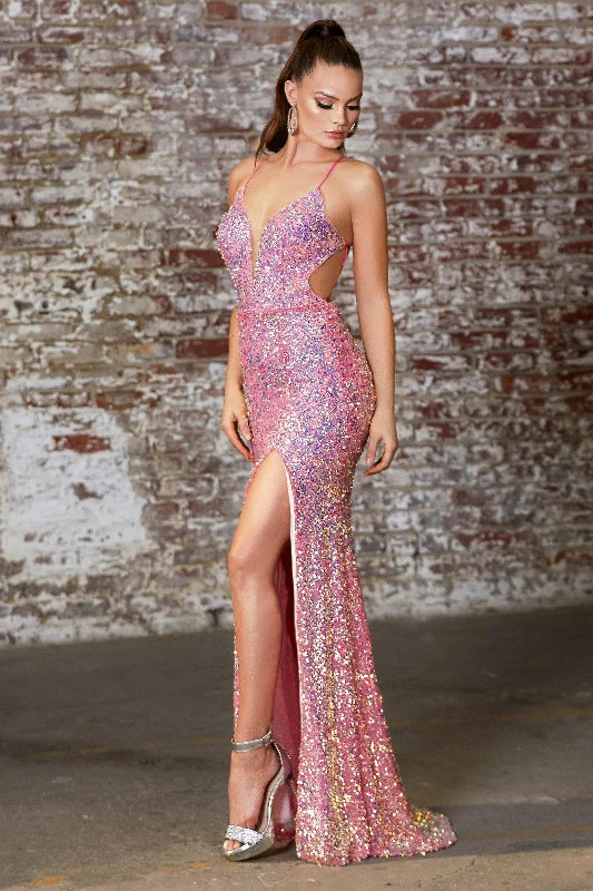 Cinderella Divine CD175 Prom Long Formal Fitted Sequin Evening Dress A-Line Day Work