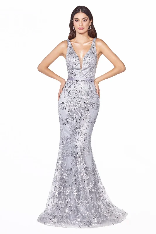 Cinderella Divine J785 Prom Long Formal Glitter Print Evening Dress sweetheart Neckline Romantic