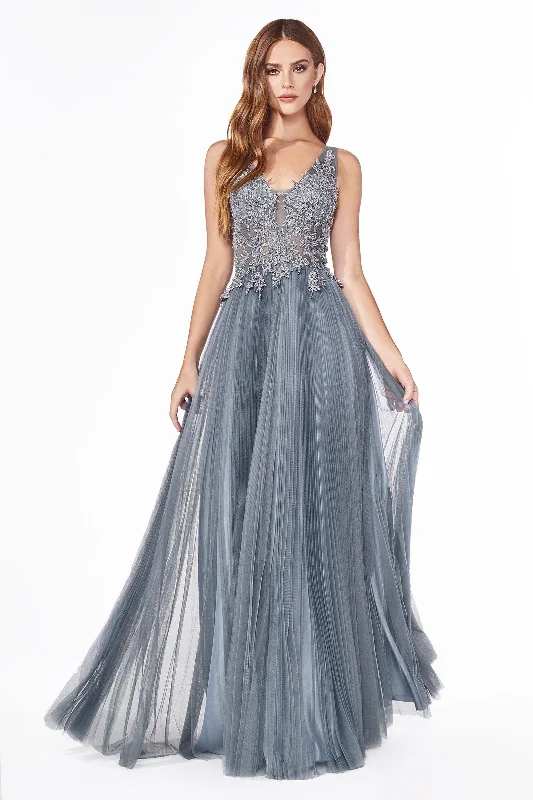 Cinderella Divine CJ536 Prom Sleeveless Long Formal Pleated Evening Dress Tunics Recommended stylist