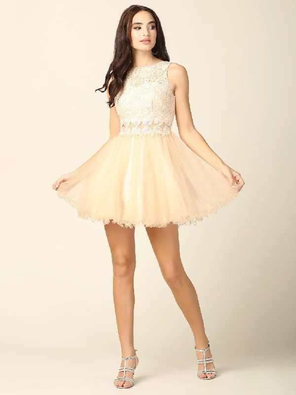 Short Prom Sleeveless Lace Cocktail Party Dress Sale Tunics Satin smooth