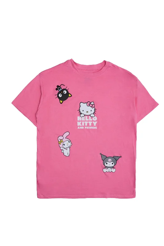 Hello Kitty And Friends Graphic Relaxed Tee Ribbed Striped Patterned