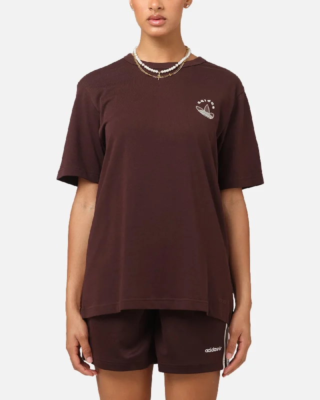 Adidas Graphic T-Shirt Brown Welt Pockets Slit Pockets