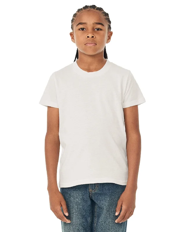 Bella+Canvas Youth Short Sleeve T-Shirt | Vintage White Collared Crew Neck Turtle Neck