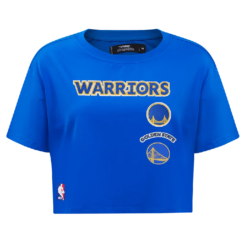 NBA GOLDEN STATE WARRIORS RETRO CLASSIC WOMEN'S BOXY TEE (ROYAL BLUE) Basic T-Shirt Crew Neck Short Sleeve