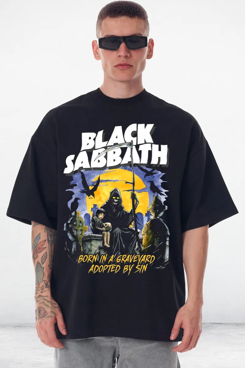 Black Sabbath Oversized Tee Nylon Fabric Polyester Fabric Spandex Fabric