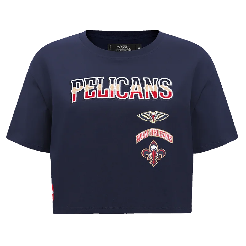 NBA NEW ORLEANS PELICANS RETRO CLASSIC WOMEN'S SJ BOXY TEE (MIDNIGHT NAVY) Elegant Classic Vintage