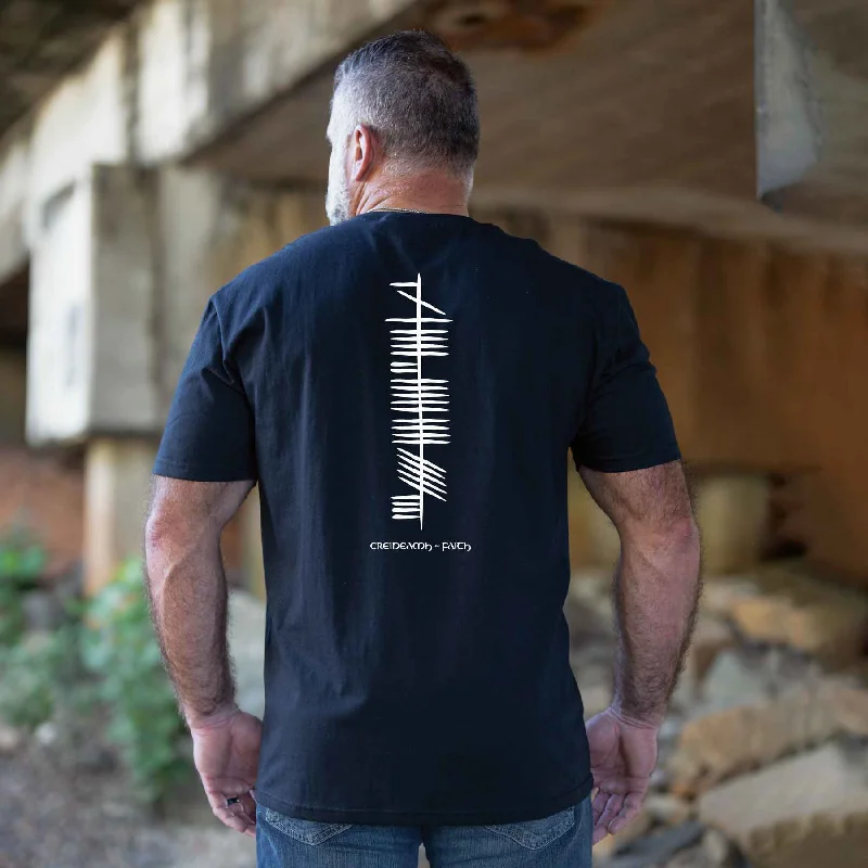 Ogham Faith T-Shirt, Black Polka Dot Checkered Tartan