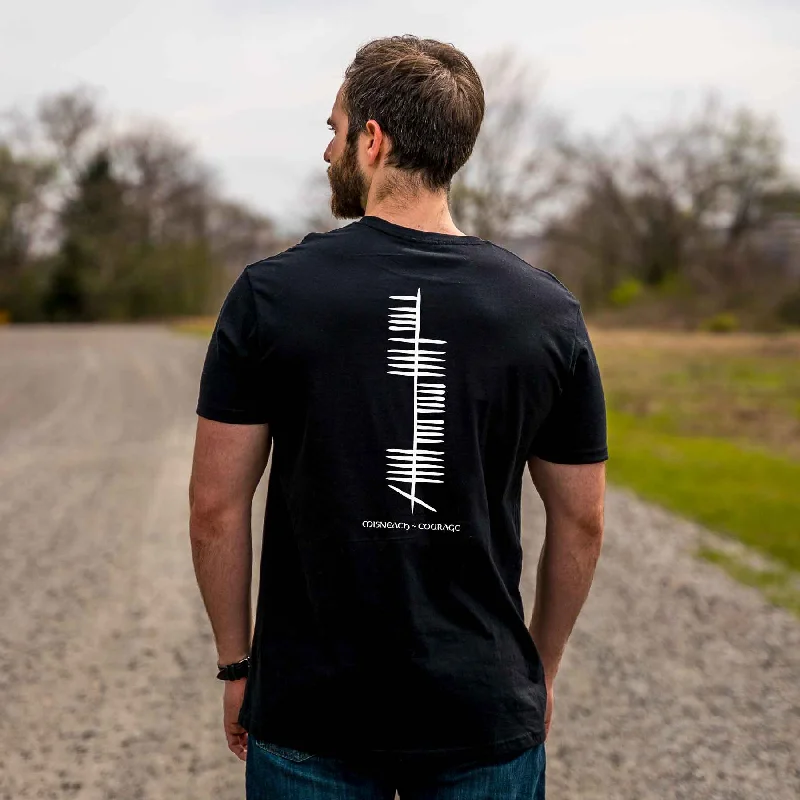 Ogham Courage Shirt, Black Graphic Embroidered Appliqued