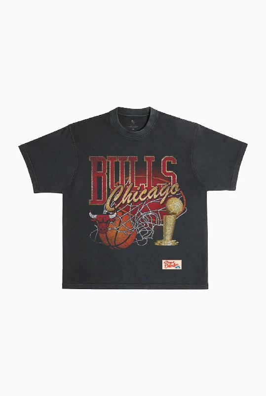 Chicago Bulls Swish Garment Dyed Heavyweight T-Shirt - Black Oversized T-Shirt Spandex breathable