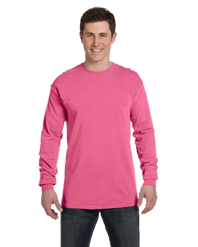 Comfort Colors Garment-Dyed Long Sleeve T-Shirt | Crunchberry Zippered Front Buttoned Front Snap Front