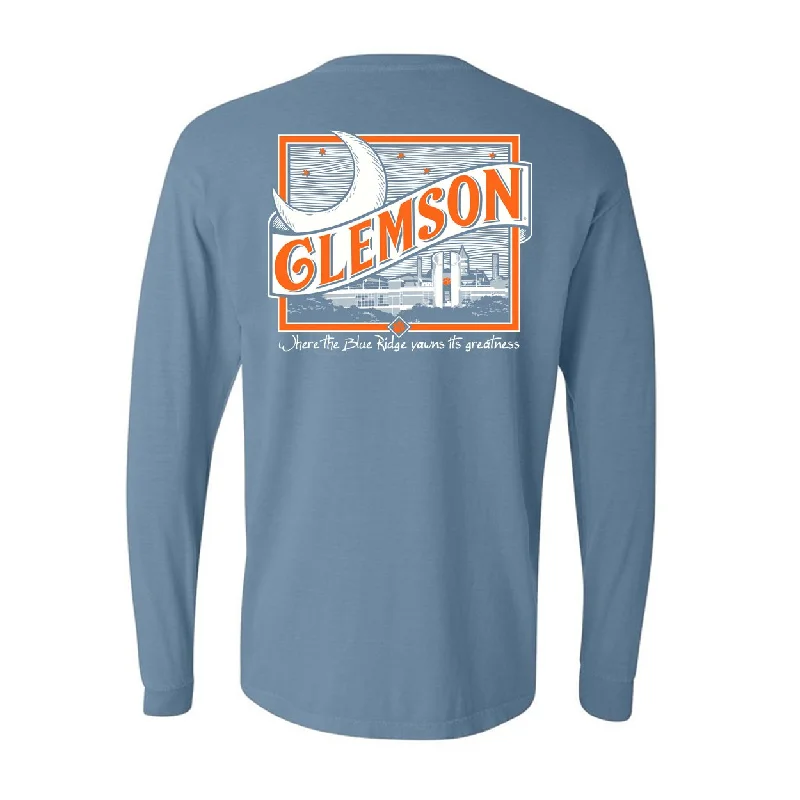 Tigertown Graphics Clemson University Moon Long Sleeve T-shirt Layered Multi-layer Single Layer