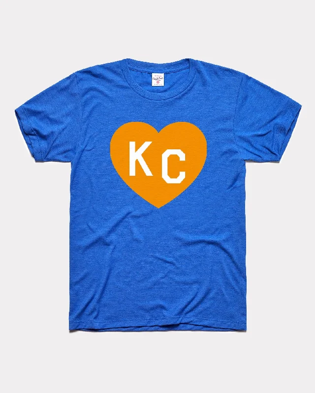 Royal Blue Crown Town KC Heart Vintage T-Shirt Embroidered Appliqued Beaded