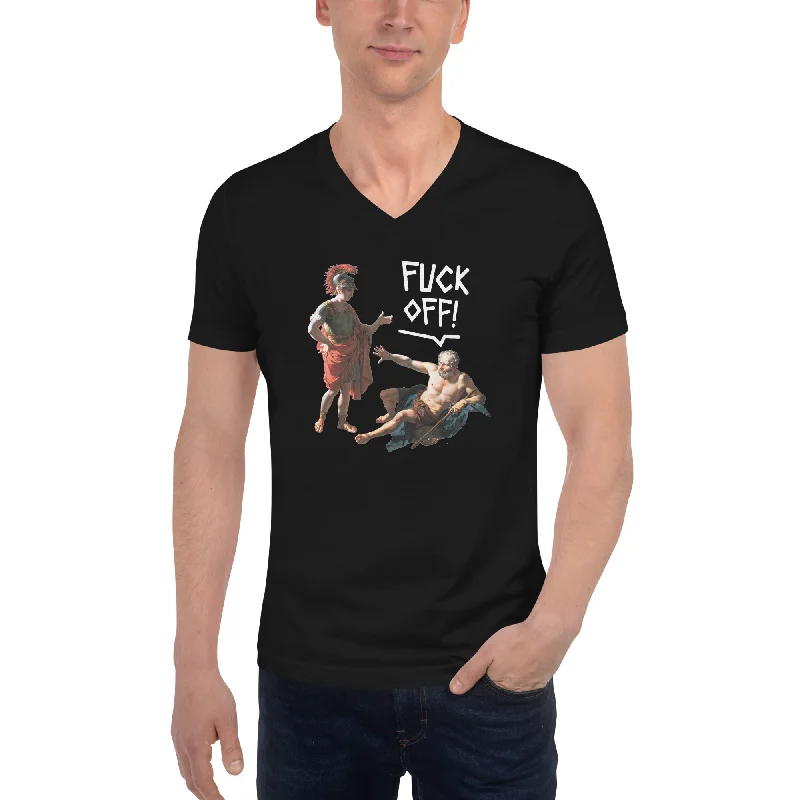 Diogenes tells Alexander to Fuck Off - Unisex V-Neck T-Shirt Modern Contemporary Chic