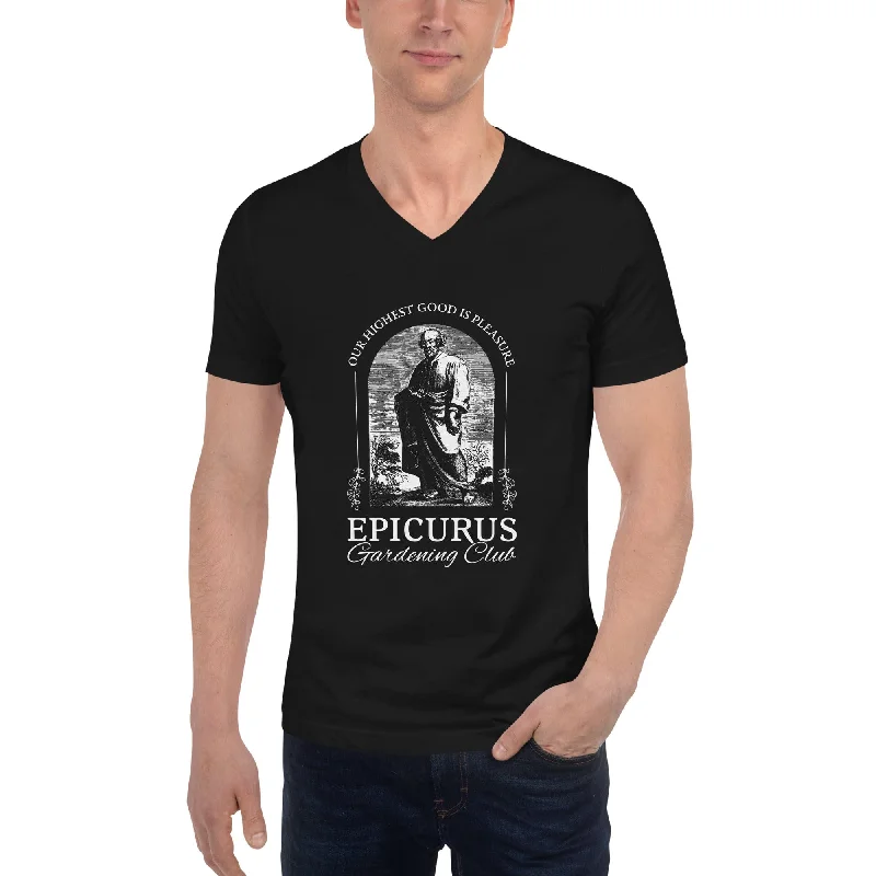 Epicurus Gardening Club - Unisex V-Neck T-Shirt Striped Floral Plaid