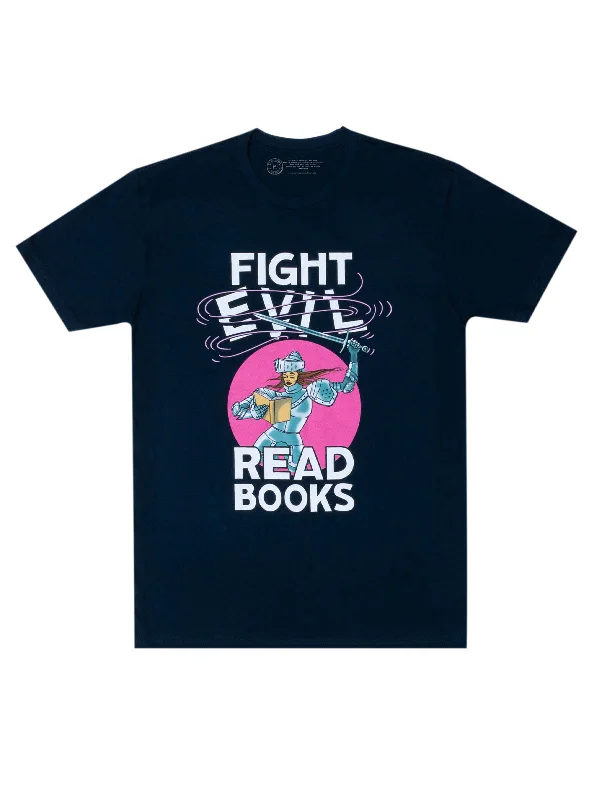 Fight Evil, Read Books Unisex T-Shirt (2021) Solid Color Striped Floral