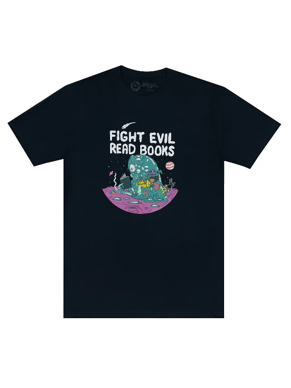 Fight Evil, Read Books Unisex T-Shirt (2023) Thin T-Shirt Open Front Quick Dry