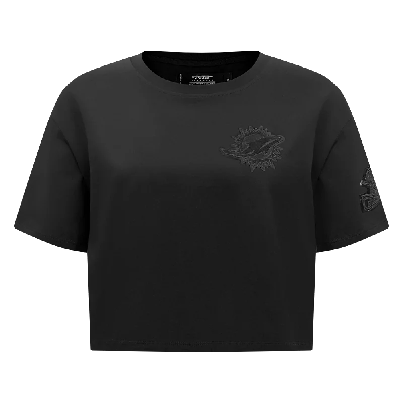 NFL MIAMI DOLPHINS TRIPLE BLACK WOMEN'S SJ BOXY TEE (TRIPLE BLACK) Casual Formal Business