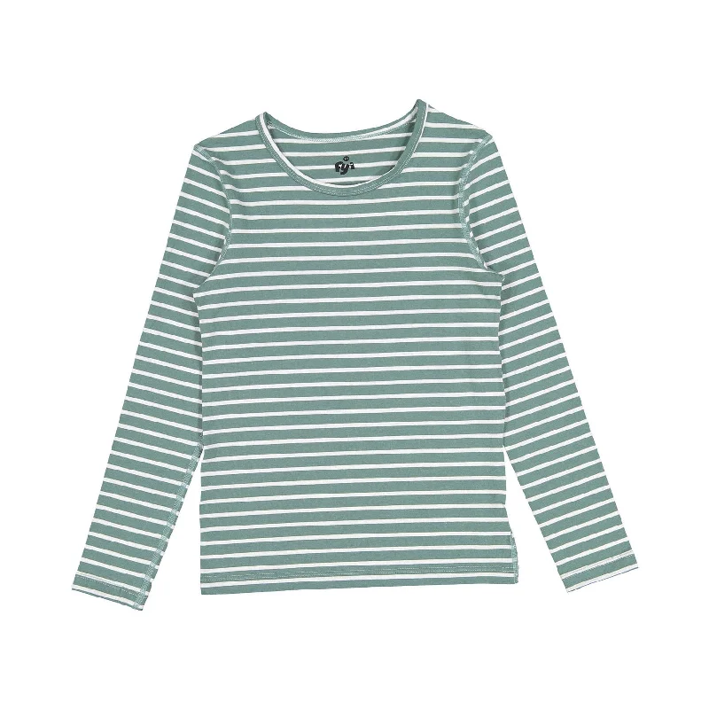 FYI Green Striped T-Shirt Spandex Blend Rayon Blend Denim Blend