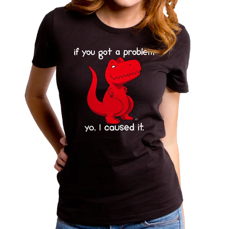 Problem Dino Women's T-Shirt Fitted T-Shirt Seamless Stretchy