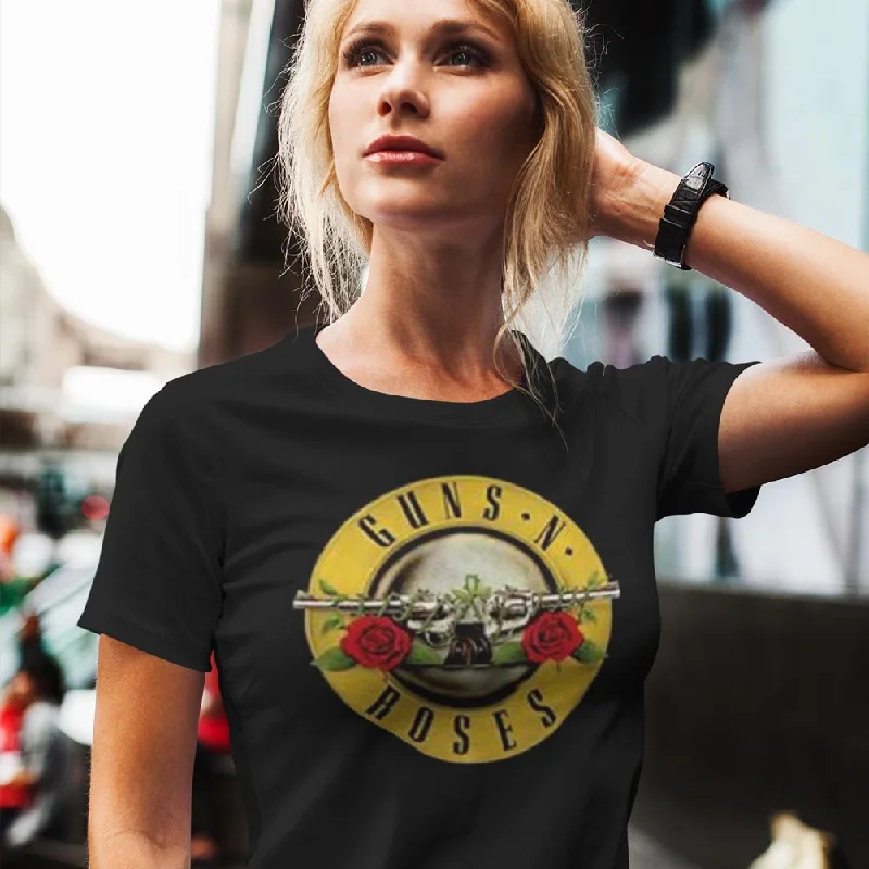 Guns N' Roses Classic Bullet Logo  Ladies T-Shirt Elegant Classic Vintage